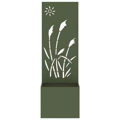 Blumentopf mit dekorativem Paneel Olivgrün 50 x 140 cm