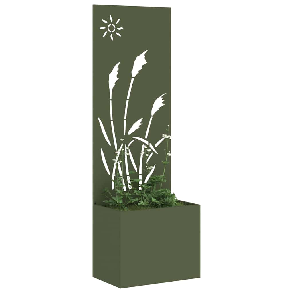 Blumentopf mit dekorativem Paneel Olivgrün 50 x 140 cm