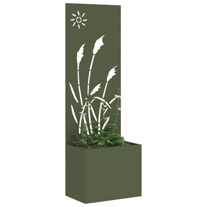 Blumentopf mit dekorativem Paneel Olivgrün 50 x 140 cm