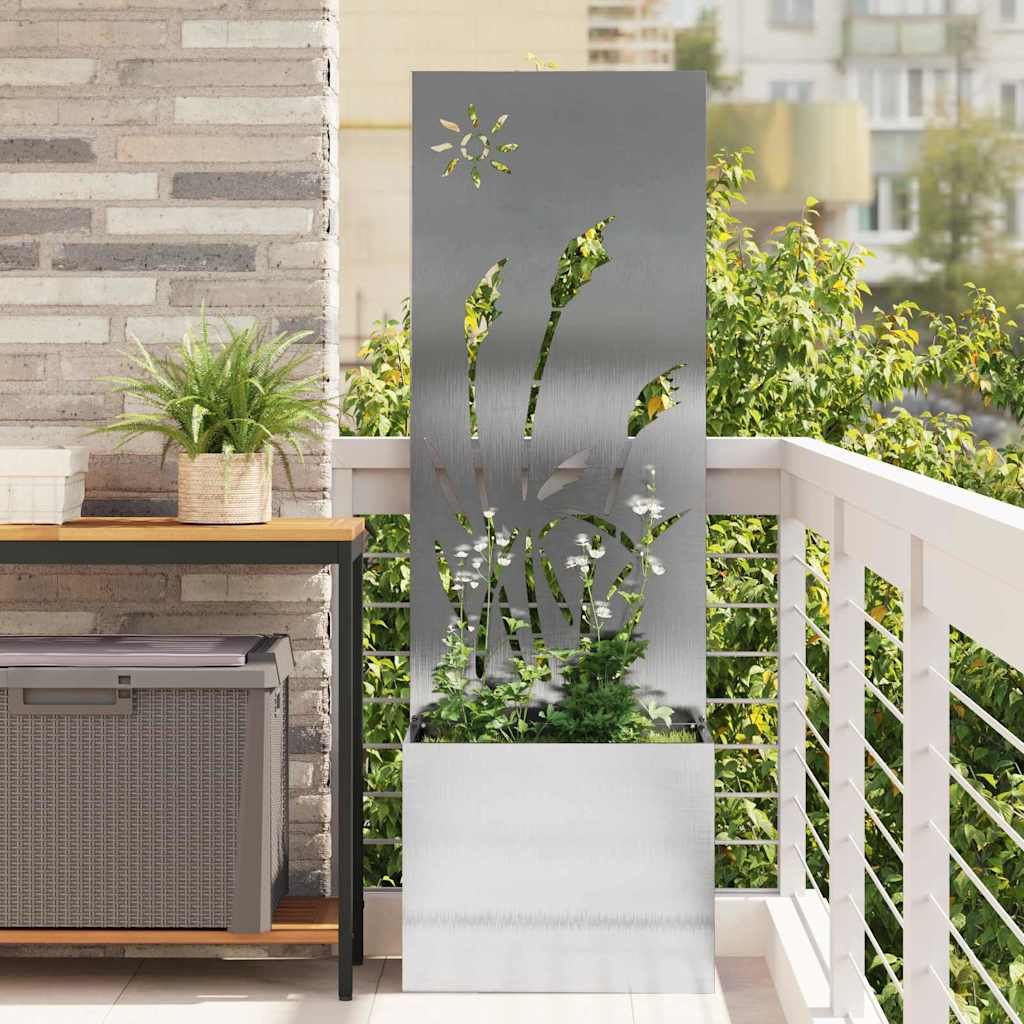 Blumentopf mit dekorativem Paneel Silber 50 x 140 cm Edelstahl