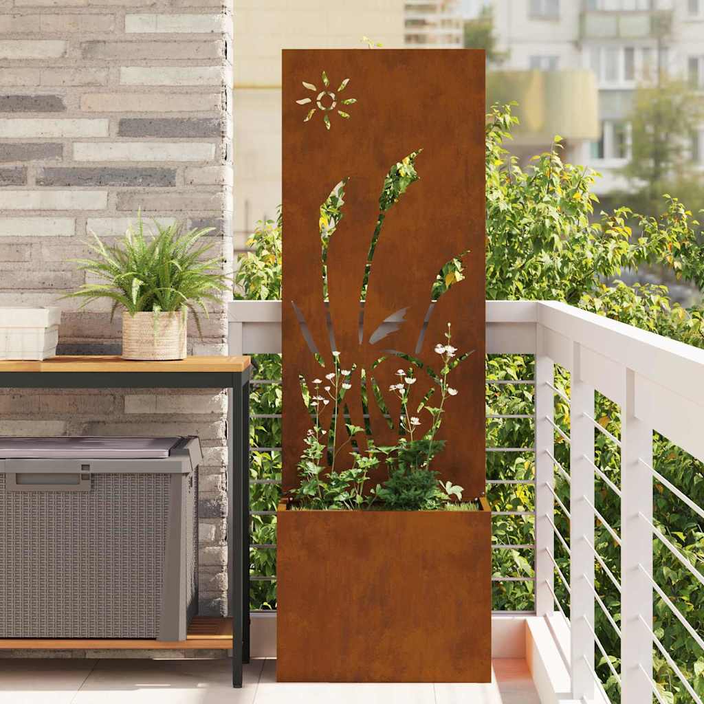 Blumentopf mit dekorativem Paneel Rostig 50 x 140 cm