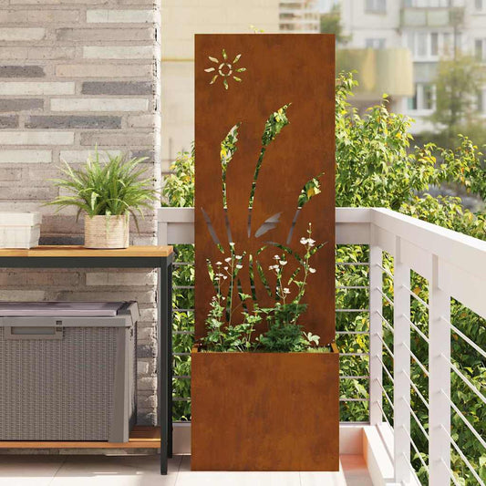 Blumentopf mit dekorativem Paneel Rostig 50 x 140 cm
