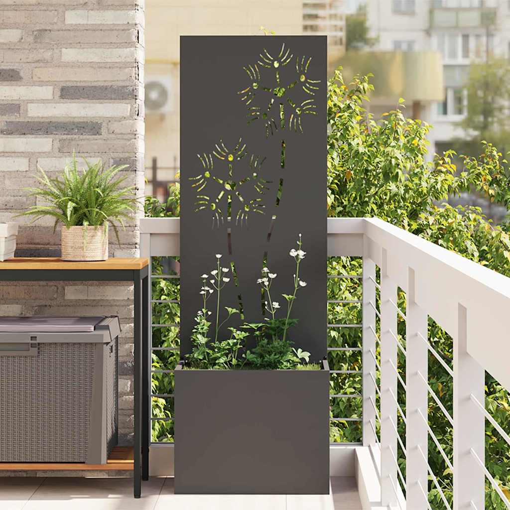 Blumentopf mit dekorativem Paneel Schwarz 50 x 140 cm