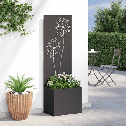 Blumentopf mit dekorativem Paneel Schwarz 50 x 140 cm