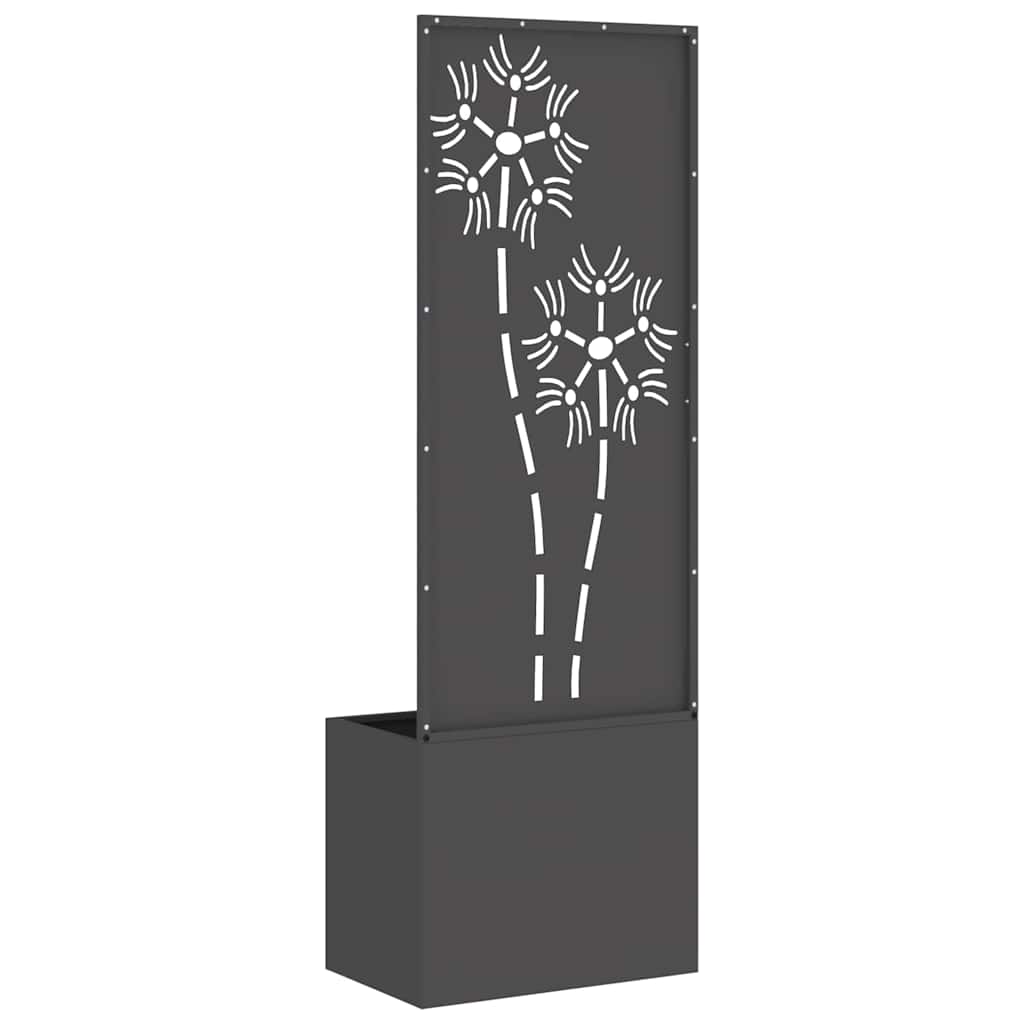 Blumentopf mit dekorativem Paneel Schwarz 50 x 140 cm