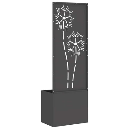 Blumentopf mit dekorativem Paneel Schwarz 50 x 140 cm