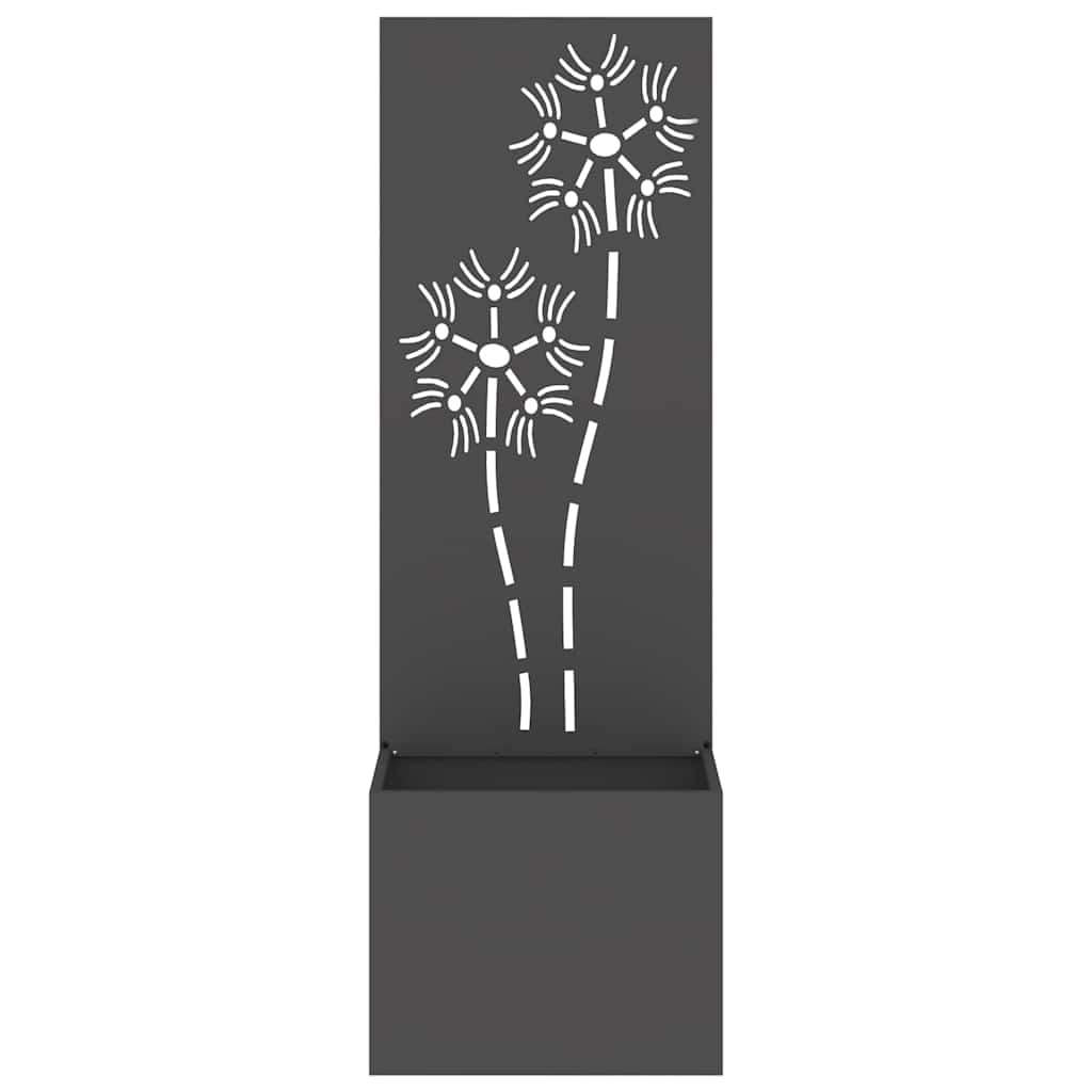 Blumentopf mit dekorativem Paneel Schwarz 50 x 140 cm