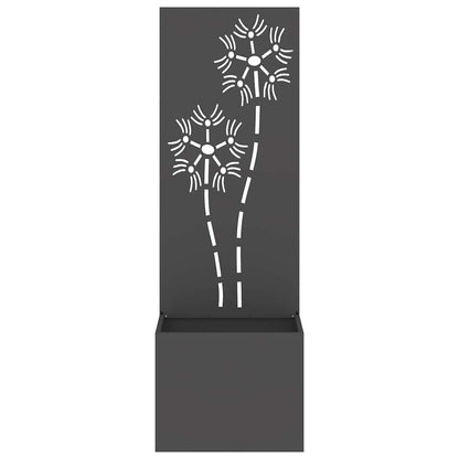 Blumentopf mit dekorativem Paneel Schwarz 50 x 140 cm