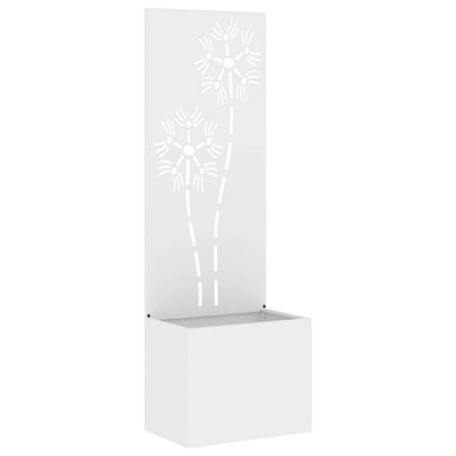 Blumentopf mit dekorativem Paneel Weiß 50 x 140 cm