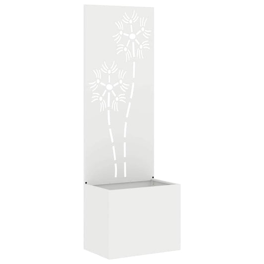 Blumentopf mit dekorativem Paneel Weiß 50 x 140 cm