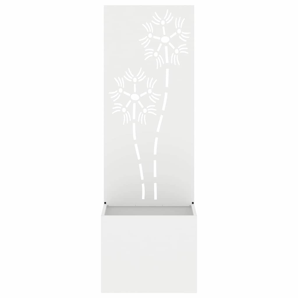 Blumentopf mit dekorativem Paneel Weiß 50 x 140 cm