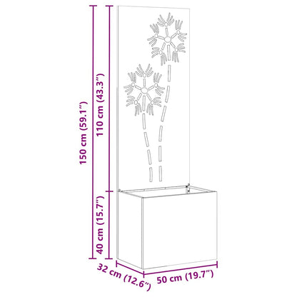 Blumentopf mit dekorativem Paneel Anthrazit 50 x 140 cm