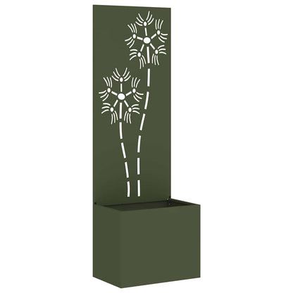 Blumentopf mit dekorativem Paneel Olivgrün 50 x 140 cm
