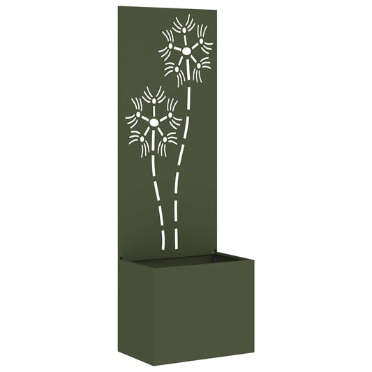 Blumentopf mit dekorativem Paneel Olivgrün 50 x 140 cm