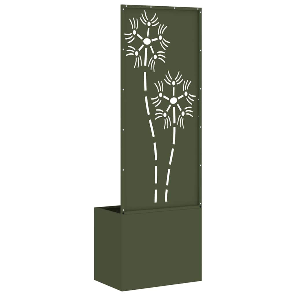 Blumentopf mit dekorativem Paneel Olivgrün 50 x 140 cm