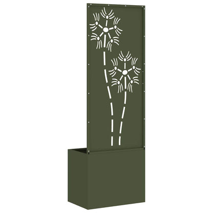 Blumentopf mit dekorativem Paneel Olivgrün 50 x 140 cm