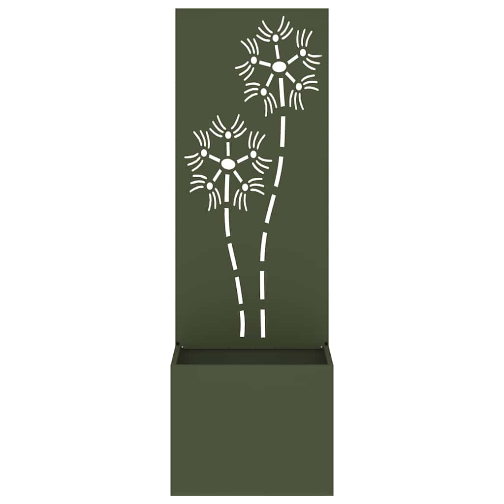 Blumentopf mit dekorativem Paneel Olivgrün 50 x 140 cm