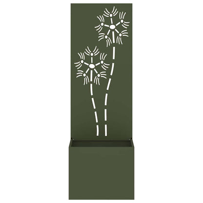 Blumentopf mit dekorativem Paneel Olivgrün 50 x 140 cm