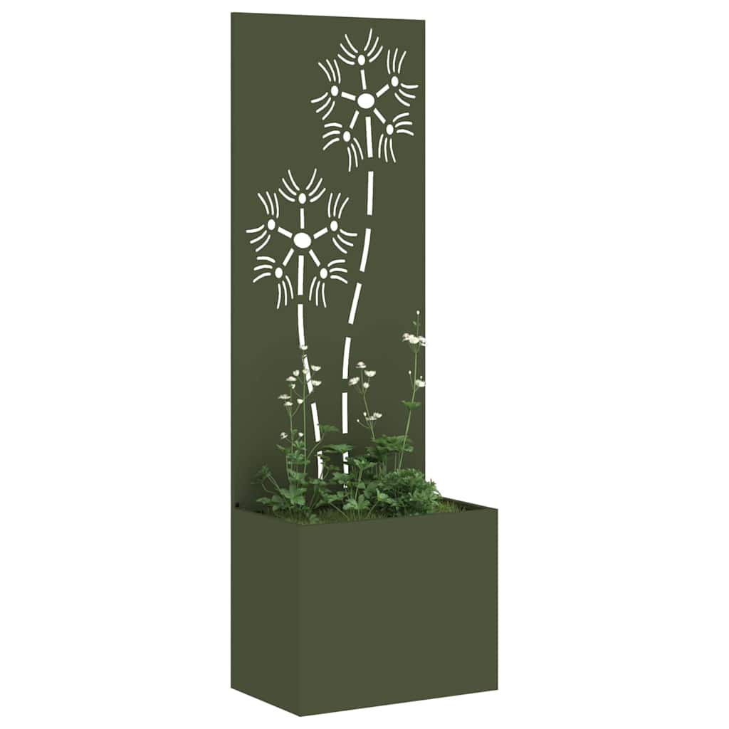 Blumentopf mit dekorativem Paneel Olivgrün 50 x 140 cm