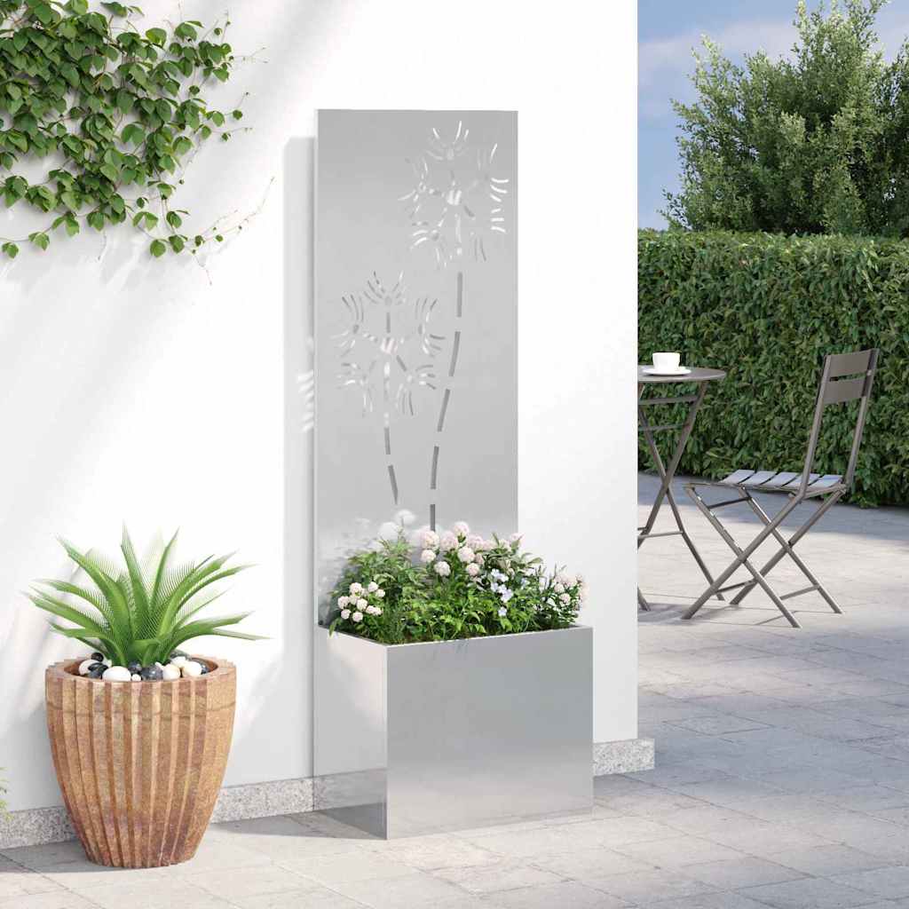 Blumentopf mit dekorativem Paneel Silber 50 x 140 cm Edelstahl