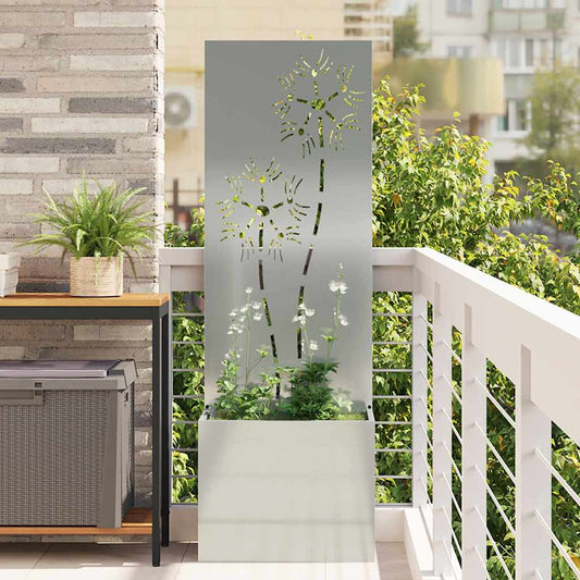 Blumentopf mit dekorativem Paneel Silber 50 x 140 cm