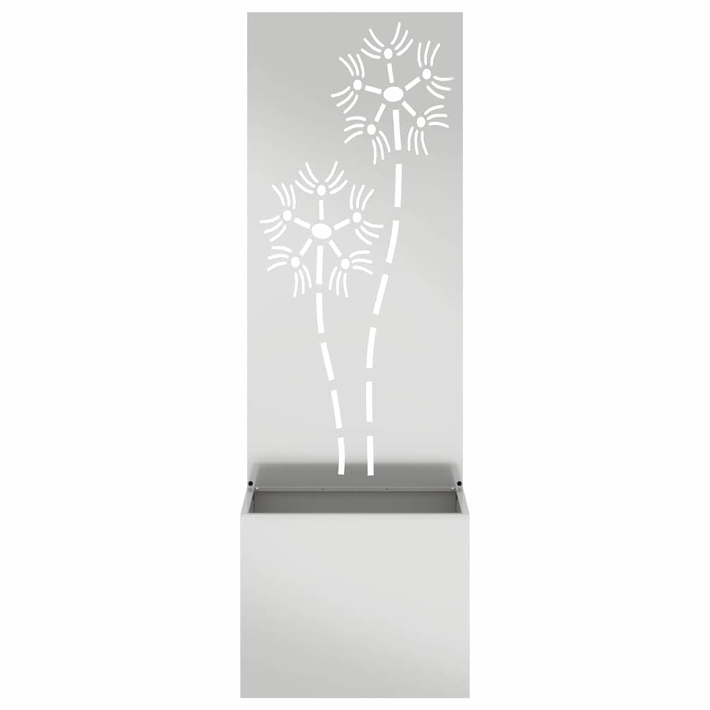 Blumentopf mit dekorativem Paneel Silber 50 x 140 cm