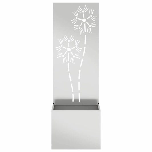 Blumentopf mit dekorativem Paneel Silber 50 x 140 cm