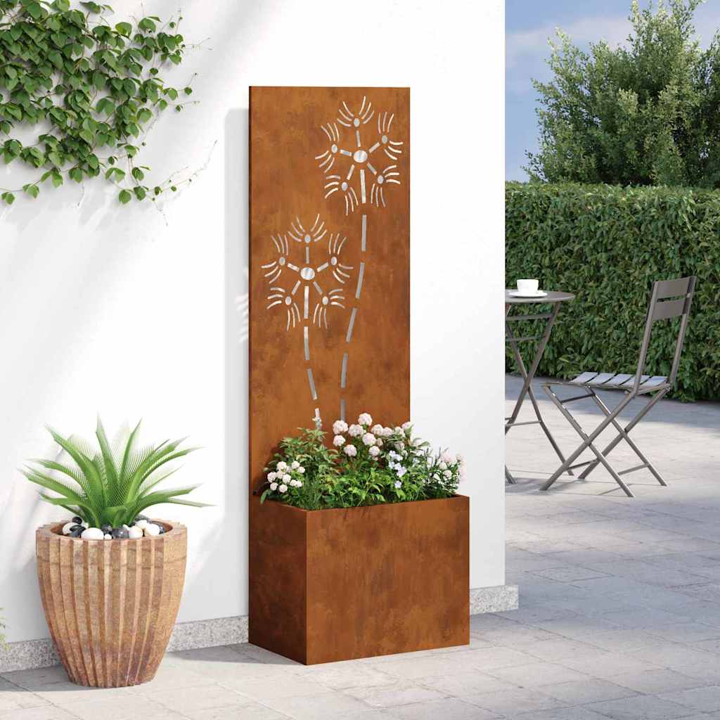Blumentopf mit dekorativem Paneel Rostig 50 x 140 cm