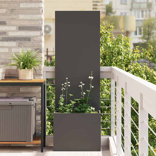 Blumentopf mit dekorativem Paneel Schwarz 50 x 140 cm