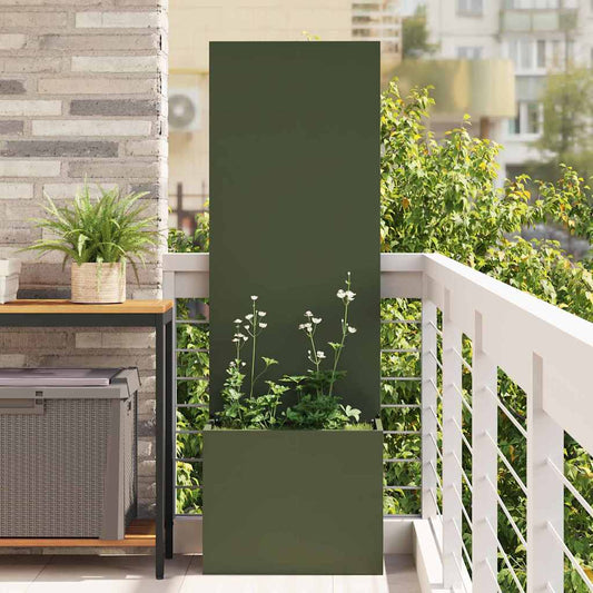 Blumentopf mit dekorativem Paneel Olivgrün 50 x 140 cm