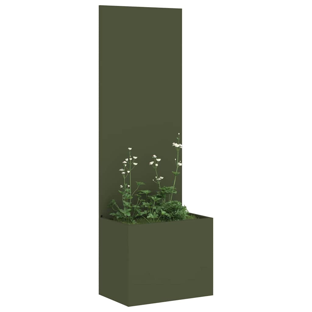 Blumentopf mit dekorativem Paneel Olivgrün 50 x 140 cm