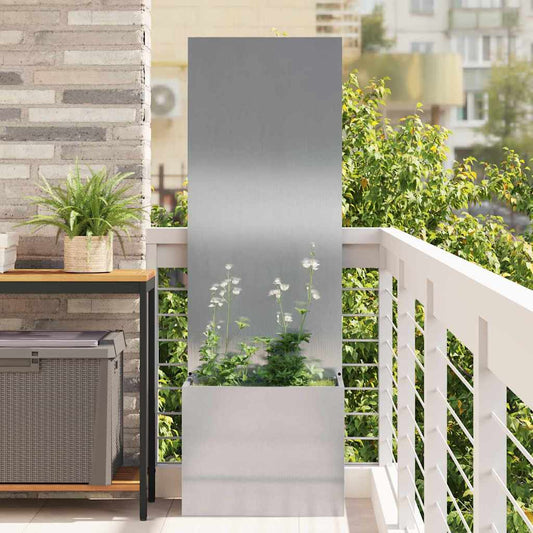 Blumentopf mit dekorativem Paneel Silber 50 x 140 cm Edelstahl