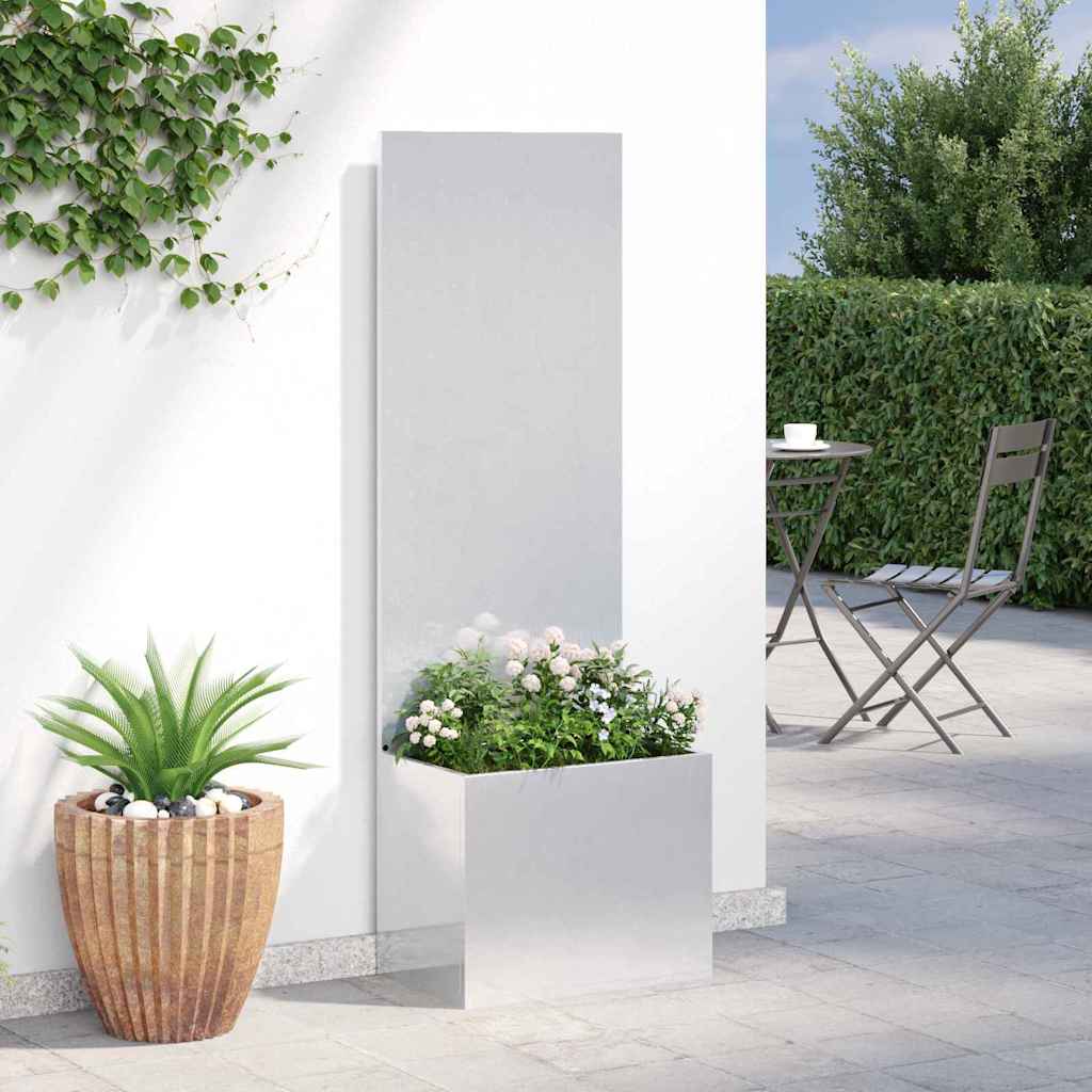 Blumentopf mit dekorativem Paneel Silber 50 x 140 cm Edelstahl