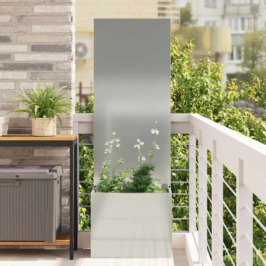 Blumentopf mit dekorativem Paneel Silber 50 x 140 cm