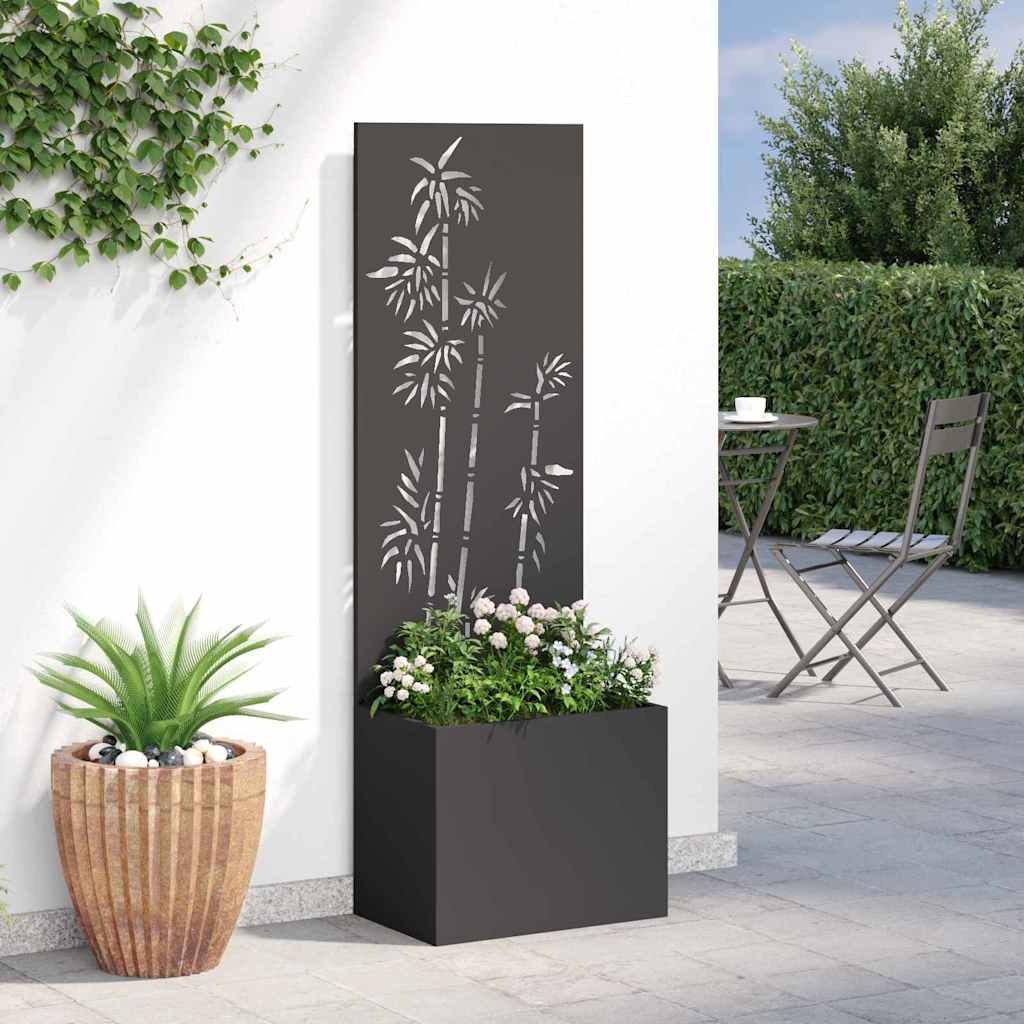 Blumentopf mit dekorativem Paneel Schwarz 50 x 140 cm