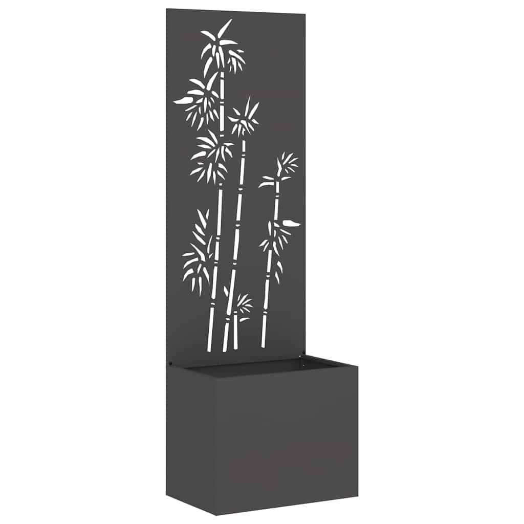 Blumentopf mit dekorativem Paneel Schwarz 50 x 140 cm