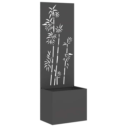 Blumentopf mit dekorativem Paneel Schwarz 50 x 140 cm