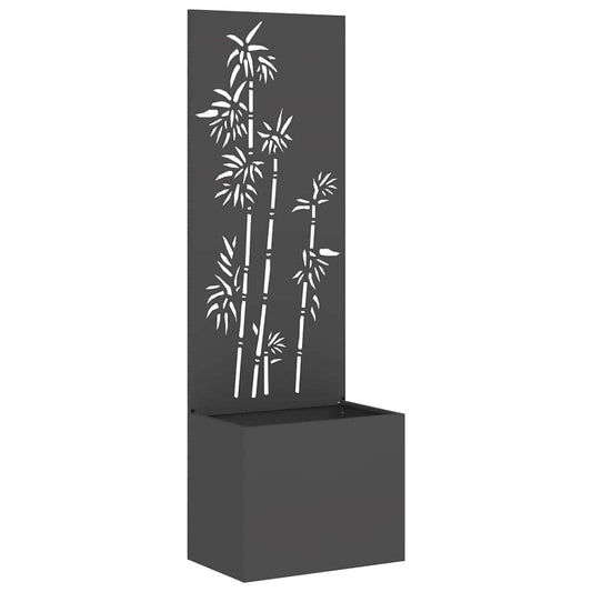 Blumentopf mit dekorativem Paneel Schwarz 50 x 140 cm