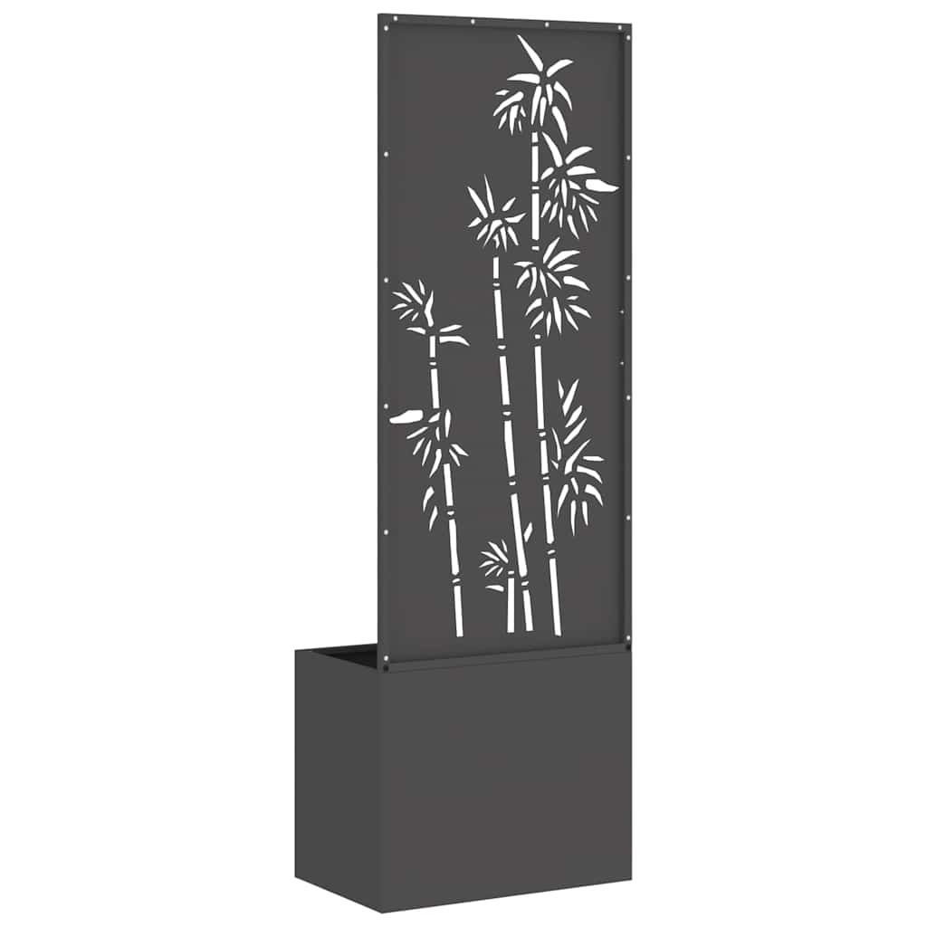 Blumentopf mit dekorativem Paneel Schwarz 50 x 140 cm