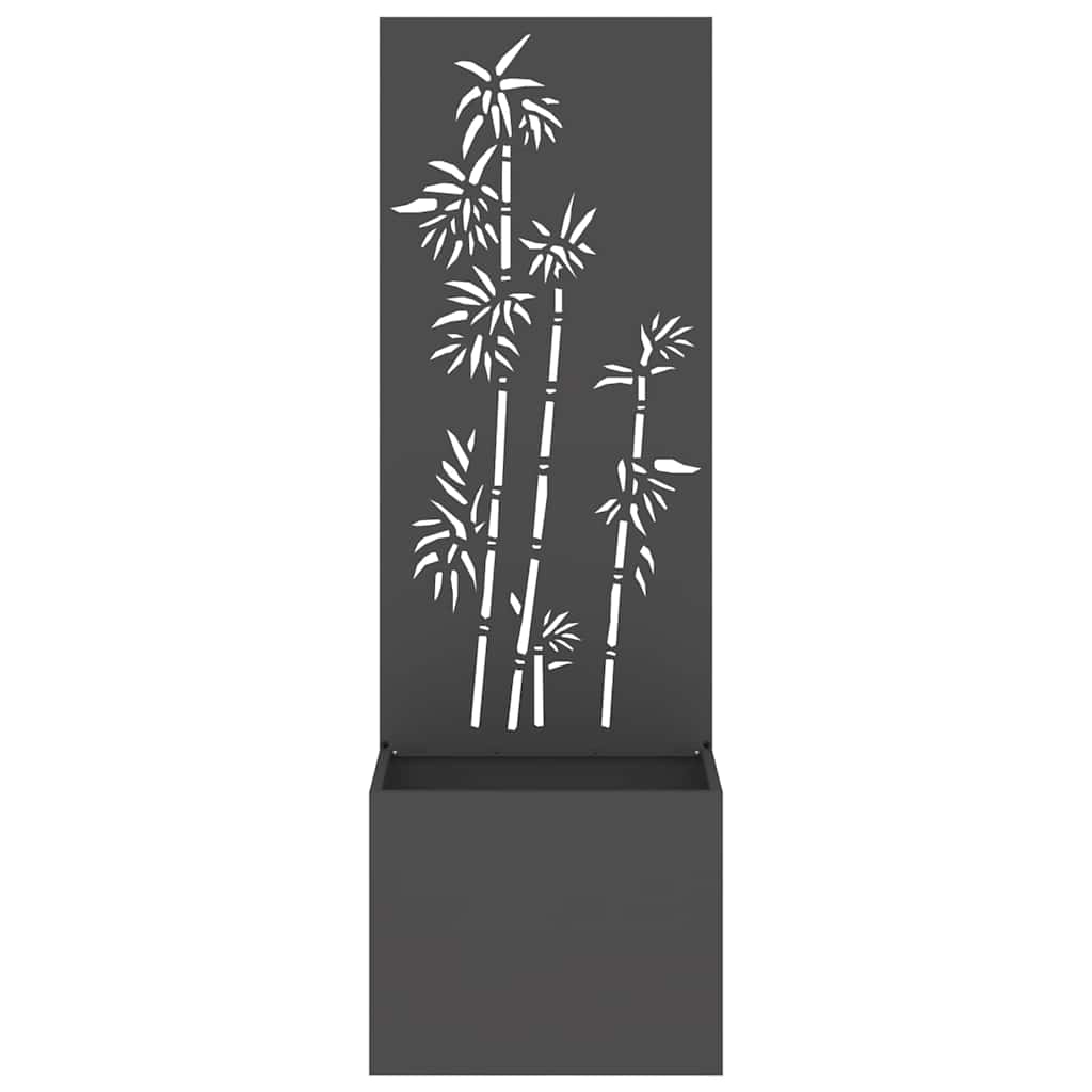 Blumentopf mit dekorativem Paneel Schwarz 50 x 140 cm