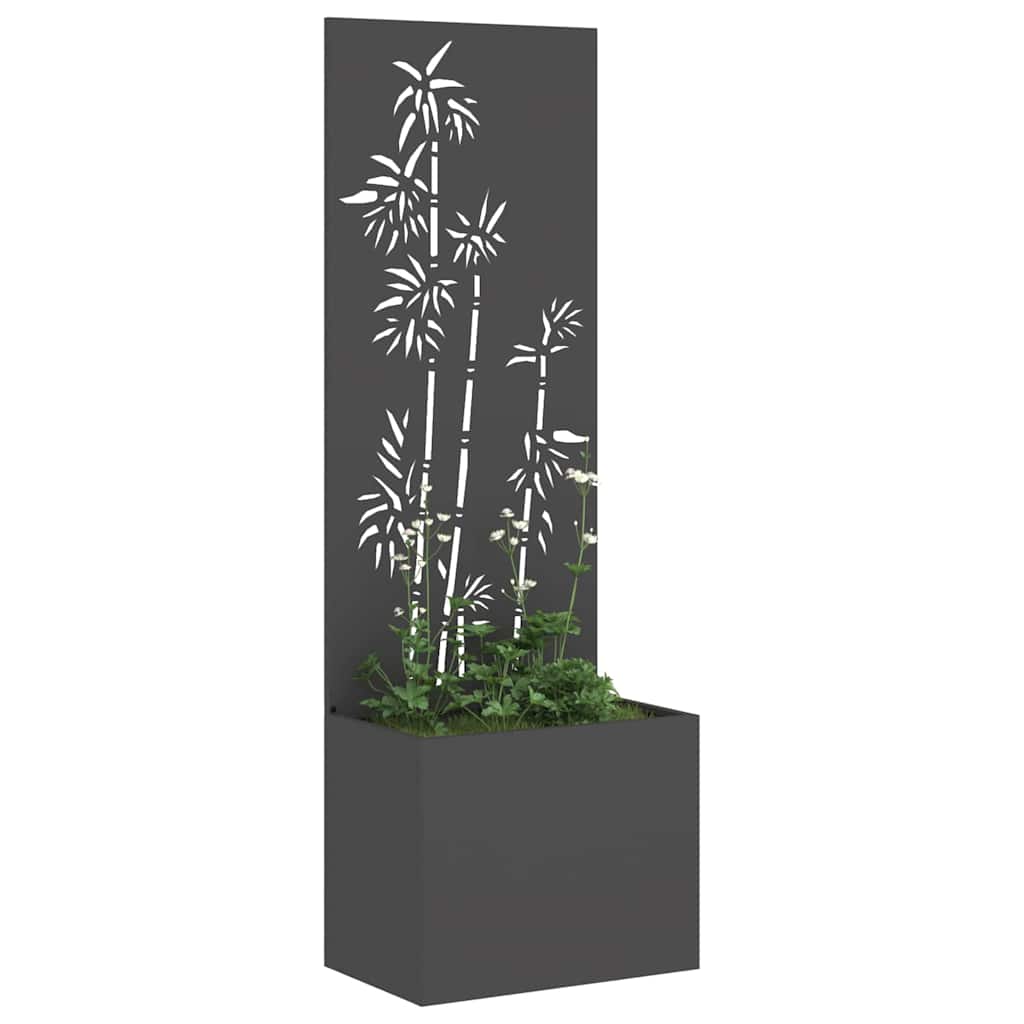 Blumentopf mit dekorativem Paneel Schwarz 50 x 140 cm