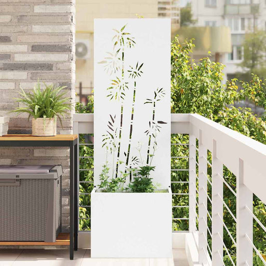 Blumentopf mit dekorativem Paneel Weiß 50 x 140 cm