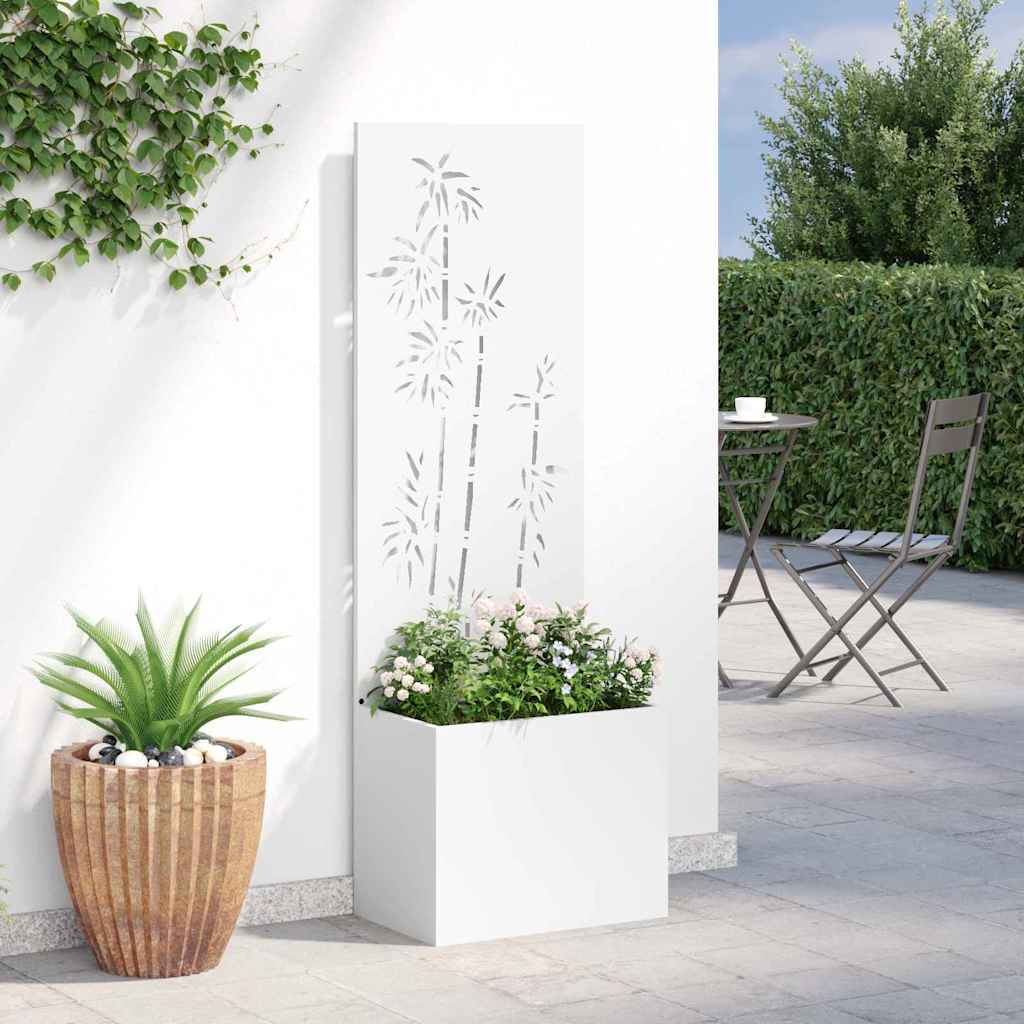 Blumentopf mit dekorativem Paneel Weiß 50 x 140 cm