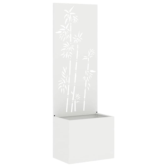 Blumentopf mit dekorativem Paneel Weiß 50 x 140 cm