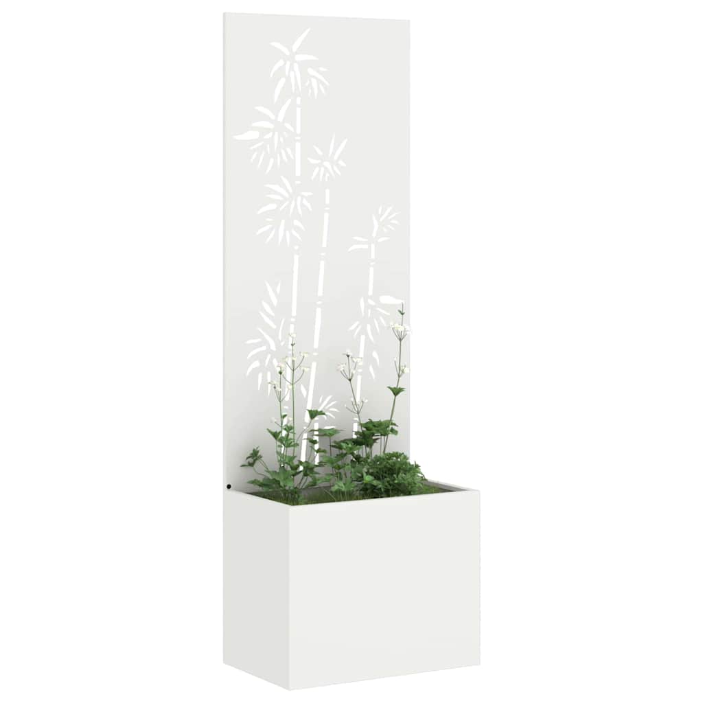 Blumentopf mit dekorativem Paneel Weiß 50 x 140 cm
