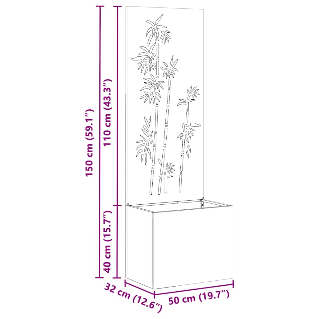 Blumentopf mit dekorativem Paneel Weiß 50 x 140 cm