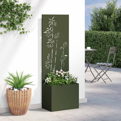 Blumentopf mit dekorativem Paneel Olivgrün 50 x 140 cm
