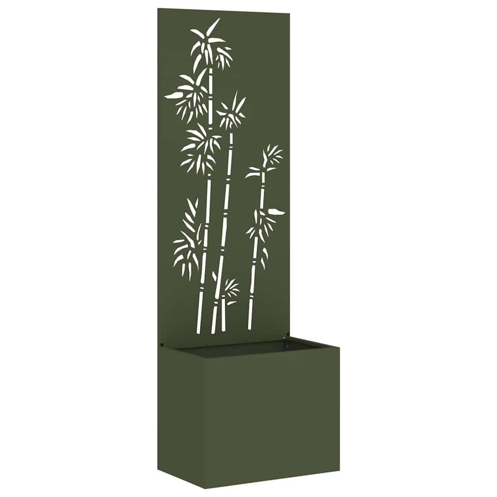 Blumentopf mit dekorativem Paneel Olivgrün 50 x 140 cm