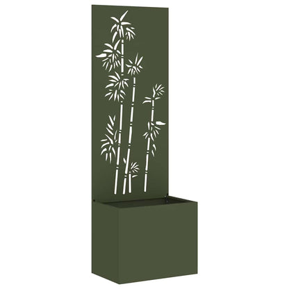 Blumentopf mit dekorativem Paneel Olivgrün 50 x 140 cm