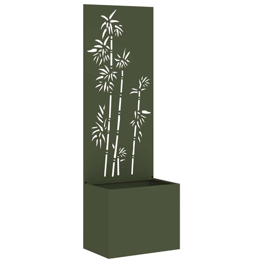 Blumentopf mit dekorativem Paneel Olivgrün 50 x 140 cm